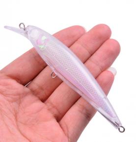 UP04 11cm/11.73g Unpainted Jerkbaits Blank Lure Bodies Fishing Floating Laser Minnow with Holographic Insert Hard Lure Body